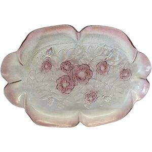 1970's Vintage Mikasa Walther Pink Rosella Glass Tray